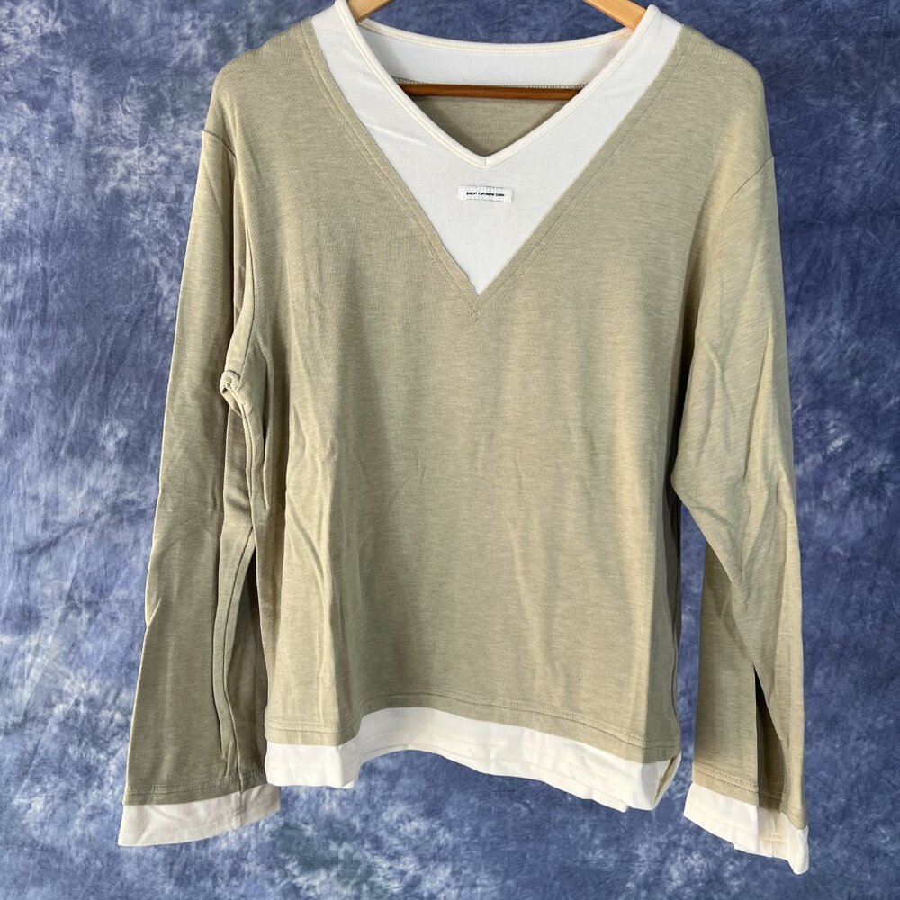 Eight Month Tan & Cream Layered Top Sz L